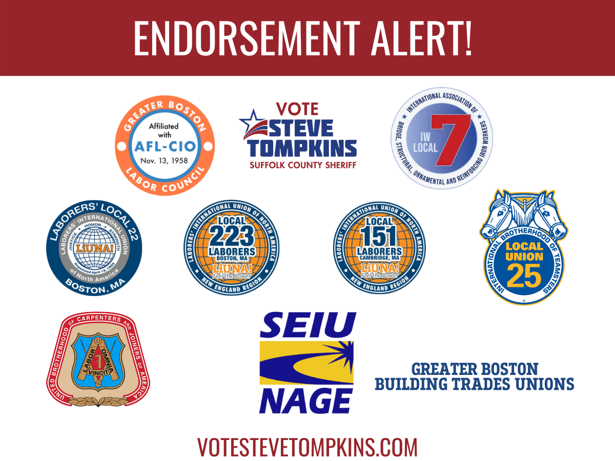 SHERIFF TOMPKINS ENDORSED BY MAJOR LABOR UNIONS